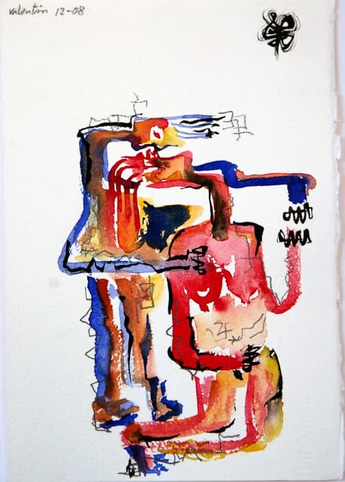 Beso, pintura de Valentín Pedrosa (2008)