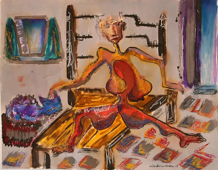 La venus del gato, pintura de Valentín Pedrosa (2009)