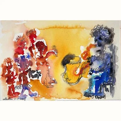 Tocando en la Calle, pintura de Valentín Pedrosa (2008)