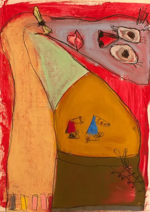 Shoes and little shoes with its bodies, pintura de Valentín Pedrosa (2011)